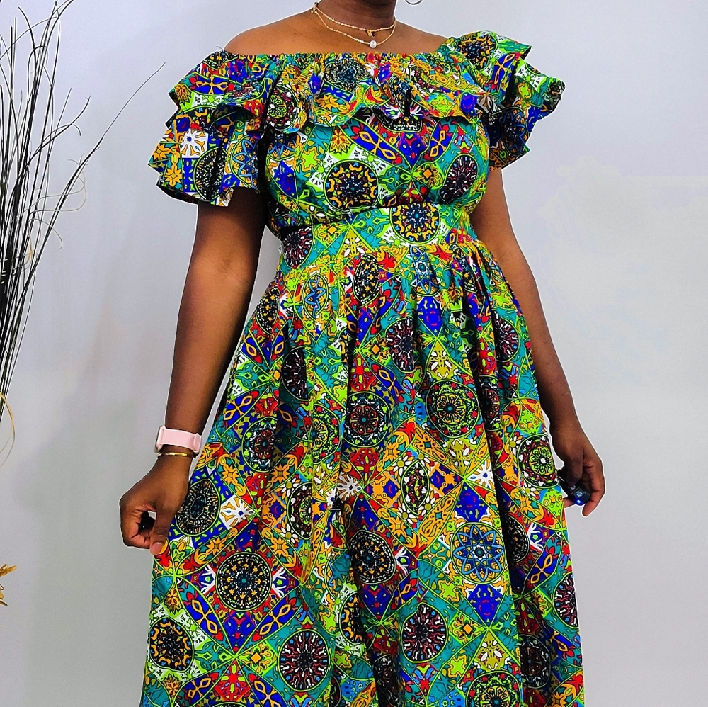 African print blouse and maxi skirt co ord set for women.